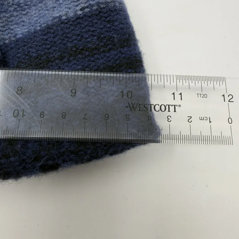 Turtle‎ Fur Blue Stipe Knit Lambswool Blend Winter Beanie Fleece Lined